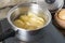 Cooking Boiled potato in pot.