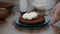 Cooking cake. Chocolate sponge cake with cream. Pastry bag