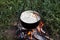 Cooking campfire soup