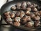 Cooking chestnuts on a pan