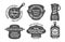 Cooking class black monochrome badge collection vector illustration food preparation virtual lessons