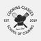 Cooking Classes vintage logo. Chef`s hat ,Whisk and Spatula icons. Culinary School, Cooking courses, Food studio emblem template.