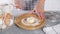 Cooking cottage cheese buns, syrniki. Preparation of dough, cooking pastry. Woman cooking at home