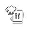Cooking courses black line icon. Food masterclass. Culinary school, food workshop, chef kitchenware. Pictogram for web page,