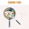 Cooking Fish Kitchen Recipe Card, Flat Vector Illustration