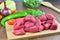 Cooking goulash with beef meat and vegetables