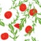 Cooking herbs Arugula and tomatoes Seamless pattern