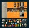 Cooking icons set. modern kitchen furniture and