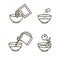 Cooking Instruction Oatmeal Black Thin Line Icon Set. Vector