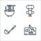 cooking line icons. linear set. quality vector line set such as board, soup ladle, chef hat