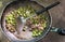 Cooking Parkia speciosa with pork Thai food.