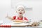 Cooking pizza with little chef, children fun cook,  kitchen dough