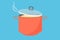 Cooking pot. Boiled water in pot. Vector illustration for kitchen cook