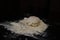 The cooking process of a bread dough. Baking bread recipe. Bakery breads food, detail view with woman hands working.