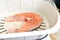 Cooking process, salmon in a double boiler, steamed. Healthy eating concept