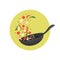 Cooking process vector illustration. Flipping Asian food in a pan.