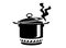 Cooking saucepan with steam icon, simple style