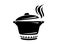 Cooking saucepan with steam icon, simple style