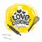 Cooking school, culinary classes, studio, logo, utensils, apron, fork, knife, master chef.