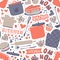 Cooking seamless pattern retro style with kitchen and baking items vector.
