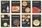 Cooking set cards with menu vector background. Cooking menu banner design