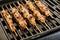 Cooking souvlaki on grill