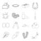 Cooking, sports, cleanliness and other web icon in outline style.game, beach, religion icons in set collection.