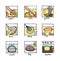 Cooking steps icons â€“ cut, peal, mix, cook, bake â€¦