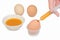 Cooking stream egg, Beaten Eggs with syringes in eggshell