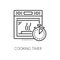 Cooking timer and oven cooker thin line icon