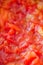 Cooking tomato sauce, closeup steamed vegetables for cook book or food blog background