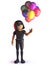 Cool 3d cartoon gothic styled girl with party balloons