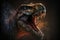 Cool aggressive dinosaur tyrannosaurus rex with open mouth, digital illustration artwork