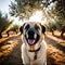 Cool Anatolian Shepherd Dog enjoying a peaceful moment in a tranquil Zen garden with a koi pond