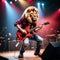 A cool antropomorphic lion playing a red guitar. AI generated