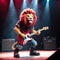 A cool antropomorphic lion playing a red guitar. AI generated