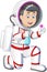 Cool Astronaut in Red White Uniform Suit Hold Rock Cartoon