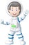 Cool Astronaut In White Blue Suit Uniform Cartoon