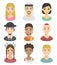 Cool avatars different nations people portraits ethnicity different skin tones ethnic affiliation and hair styles vector