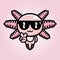 Cool axolotl animal cartoon character wearing sunglasses