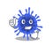 Cool bacteria coronavirus cartoon design style making Thumbs up gesture