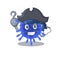 Cool bacteria coronavirus in one hand Pirate cartoon design style with hat