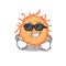 Cool bacteria endospore cartoon character wearing expensive black glasses