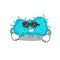 Cool bacteria prokaryote cartoon character wearing expensive black glasses