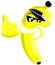 cool Banana cartoon with hat isolated