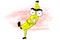 Cool banana character illustration in comic style with crossed h