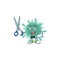 Cool Barber coronaviruses cartoon mascot design style