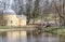 Cool Bathhouse pavilion and the Centaurs bridge in Pavlovsk park.