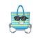 Cool beach bag cartoon character wearing expensive black glasses