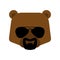 Cool bear with glasses and goatee beard. Grizzly Face vector illustration